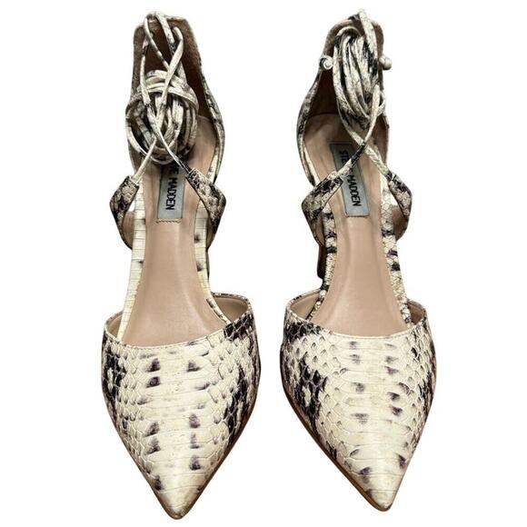 Steve Madden "Raela" Lace Up Pumps In Snakeskin Size 8 - Picture 3 of 8